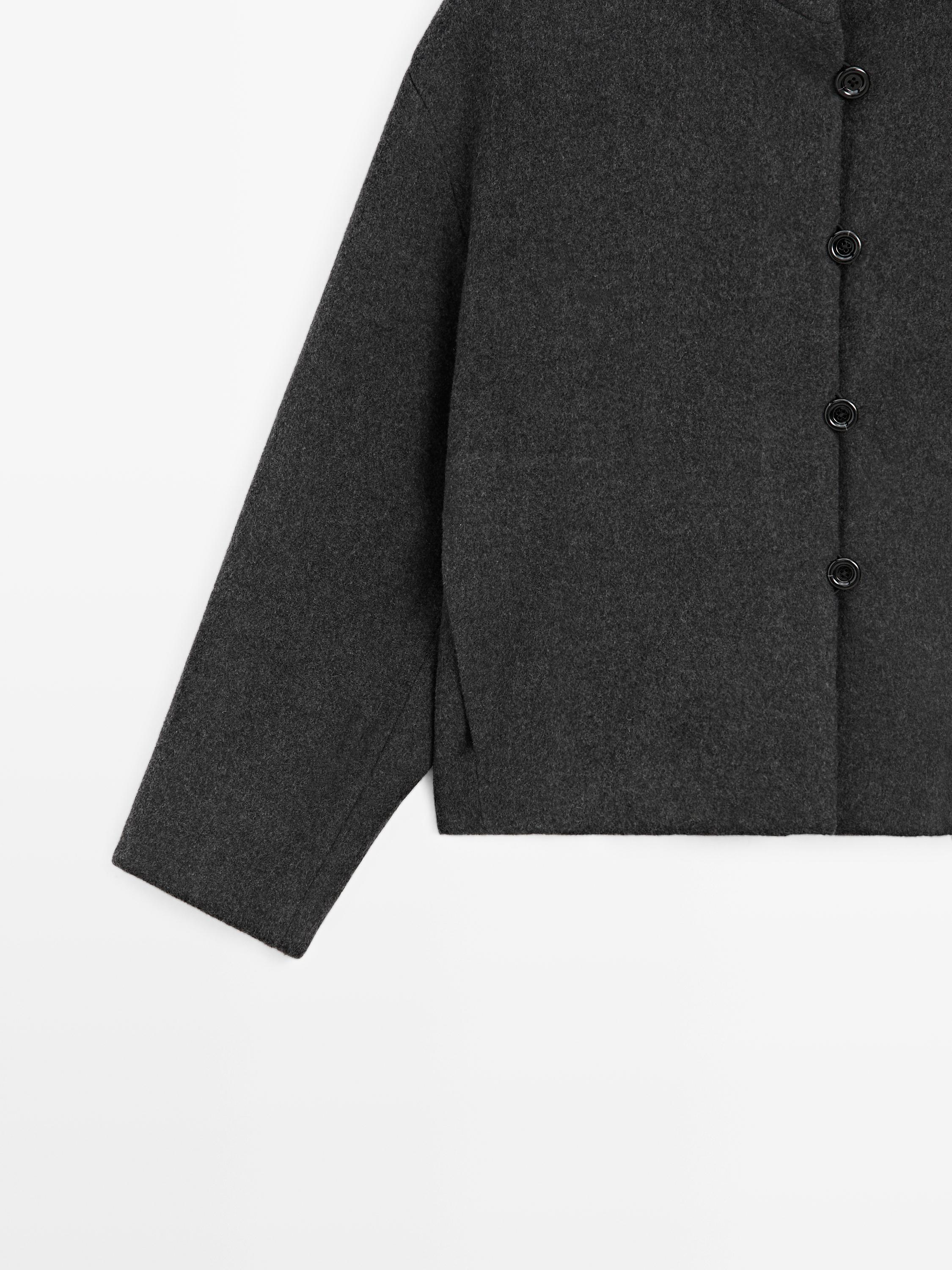 Wool blend jacket with collar detail